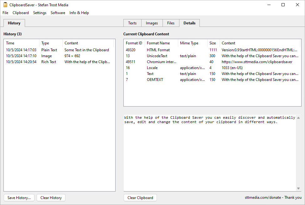 ClipboardSaver - Current Clipboard Contents - Screenshot