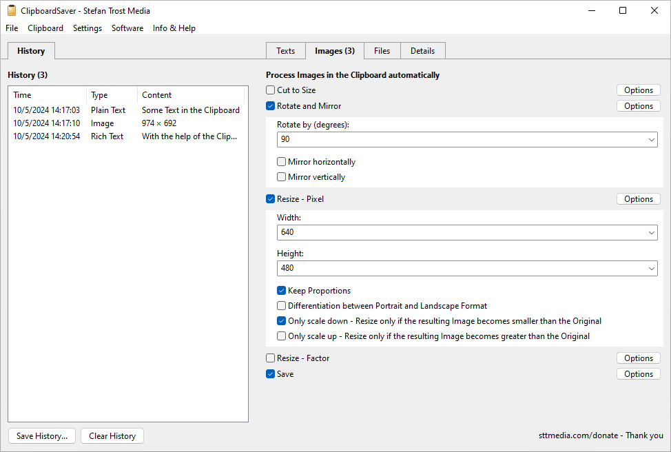 ClipboardSaver - Change and Save Image Content from the Clipboard - Screenshot