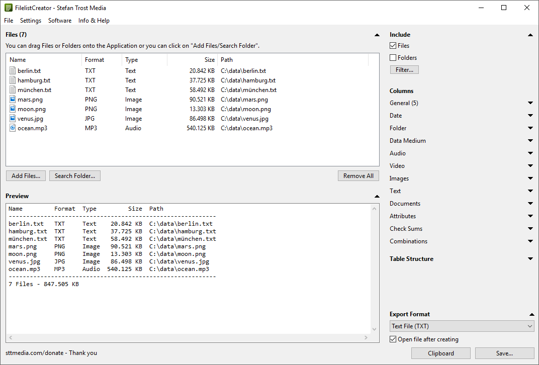 FilelistCreator Screenshots