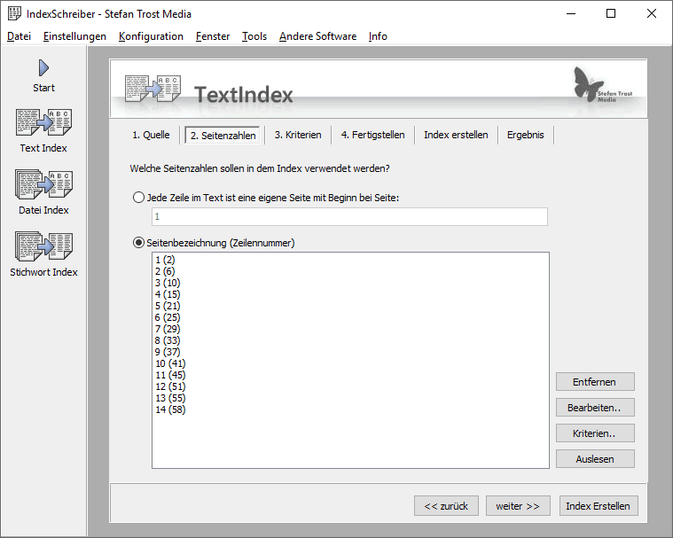 IndexSchreiber - Text Index - Screenshot