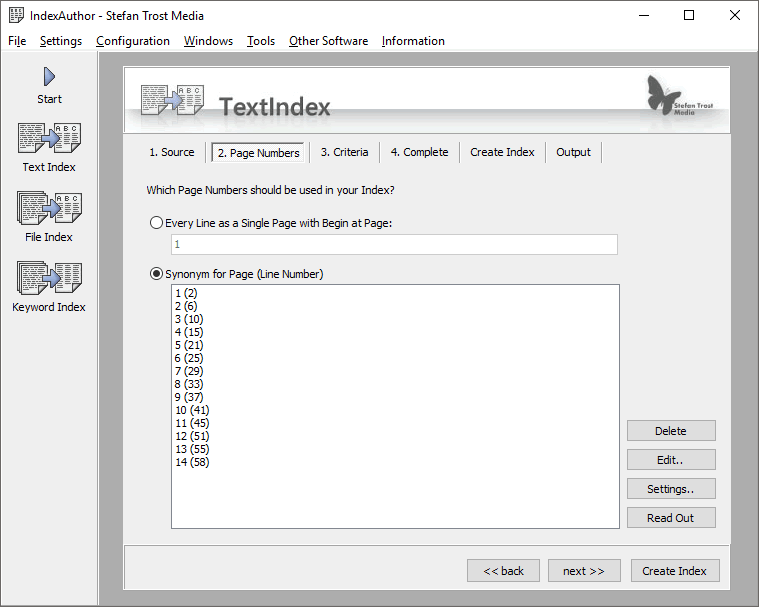 IndexAuthor - Text Index - Screenshot