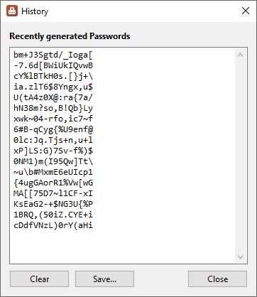 PasswordGenerator - History - Screenshot