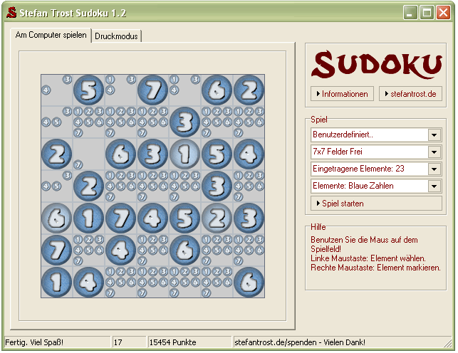 Sudoku - Sudoku mit blauen Zahlen - Screenshot