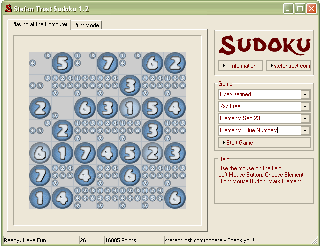 Sudoku - Sudoku with blue Numbers - Screenshot