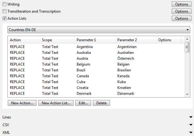 TextConverter - Action Lists - Screenshot