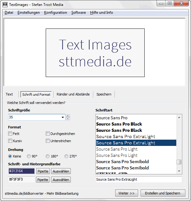 TextImages - Schrift und Format - Screenshot