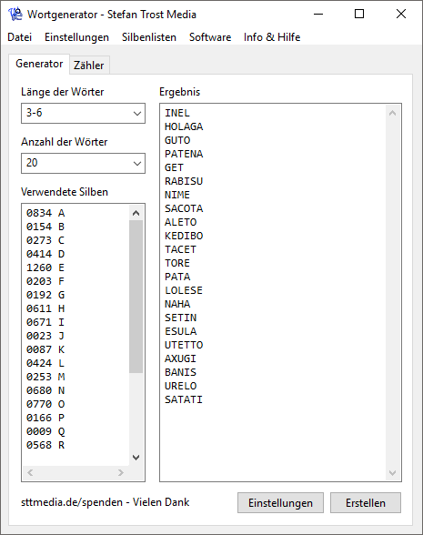 Wortgenerator - Der Wortgenerator - Screenshot